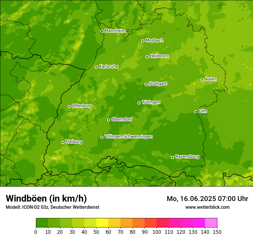 Modellkarten Windgeschwindigkeit