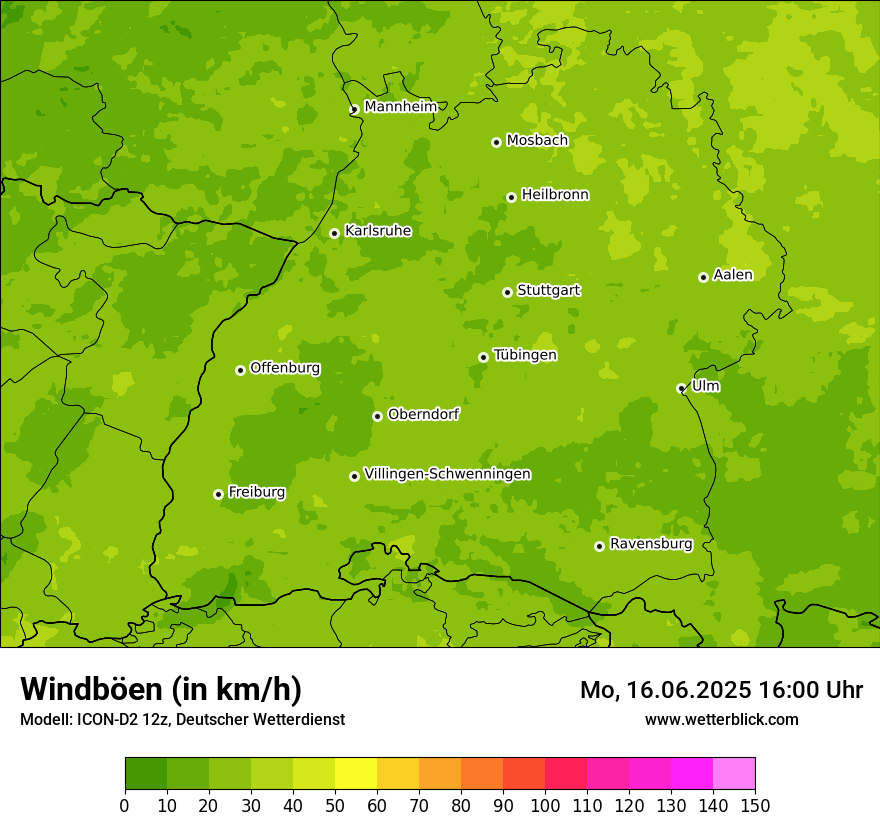 Modellkarten Windgeschwindigkeit