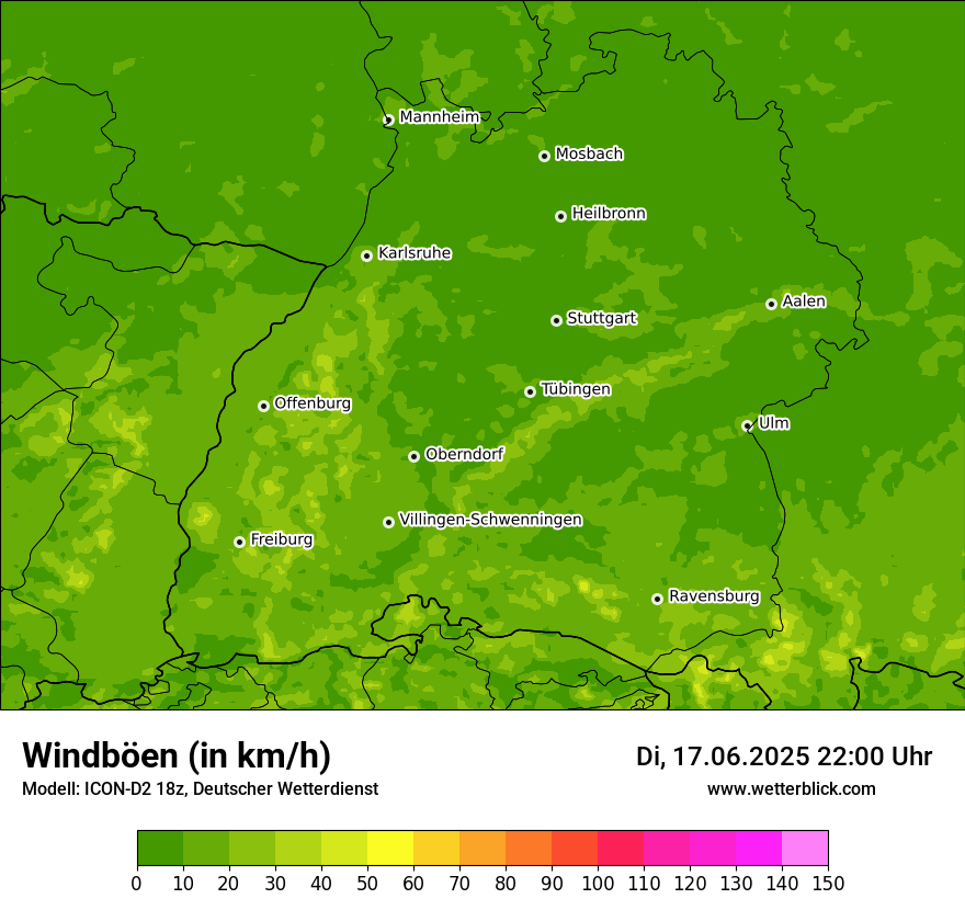 Modellkarten Windgeschwindigkeit