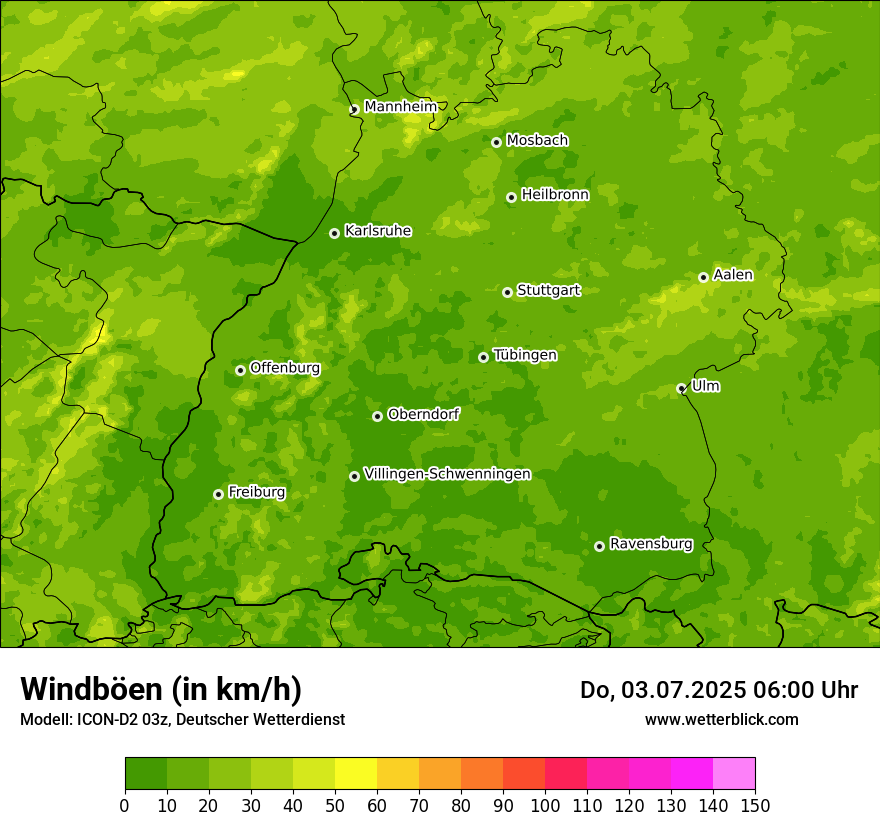 Modellkarten Windgeschwindigkeit