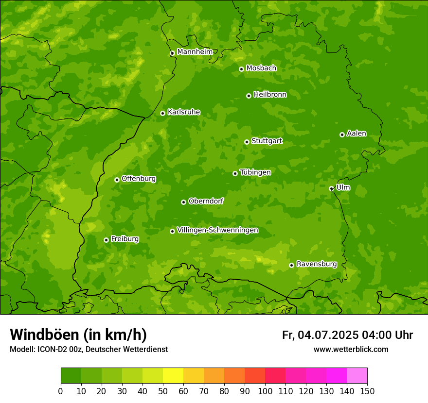 Modellkarten Windgeschwindigkeit