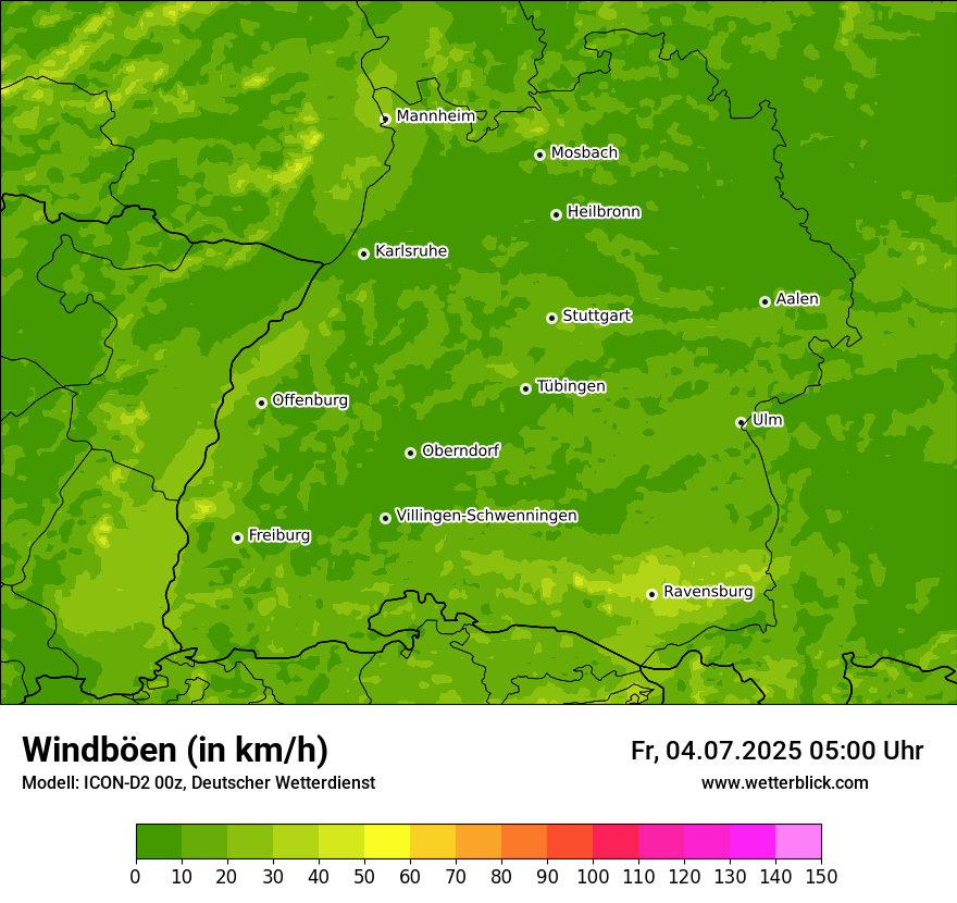 Modellkarten Windgeschwindigkeit