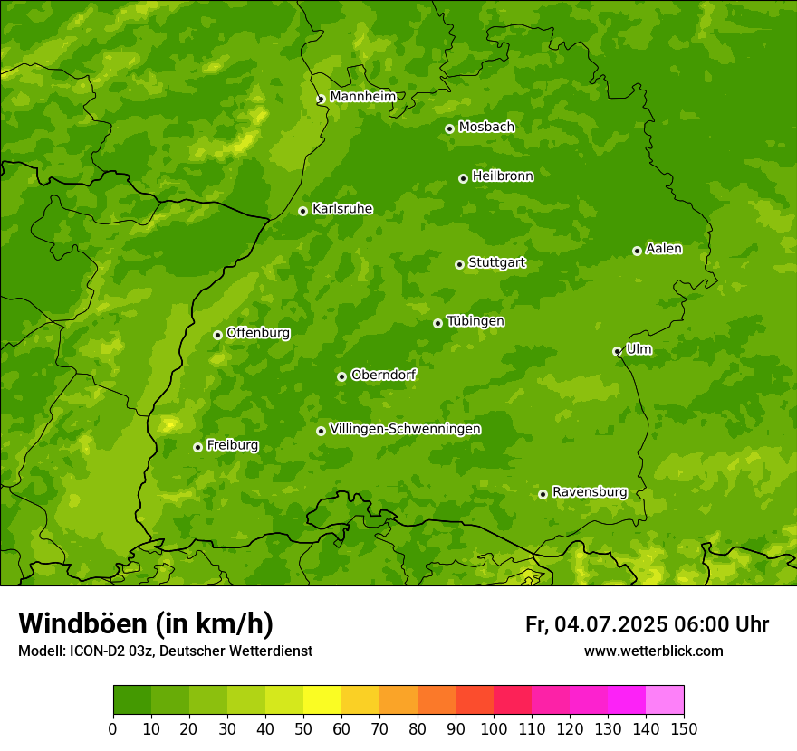 Modellkarten Windgeschwindigkeit
