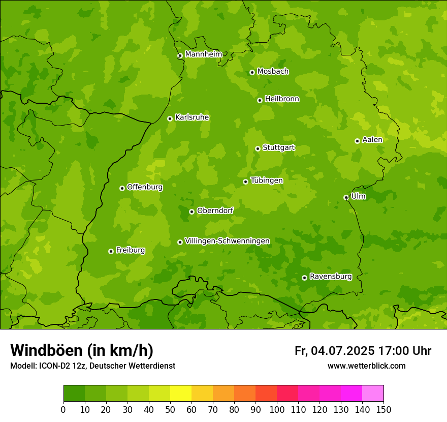 Modellkarten Windgeschwindigkeit