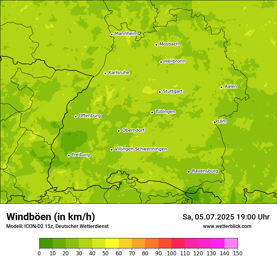 Modellkarten Windgeschwindigkeit