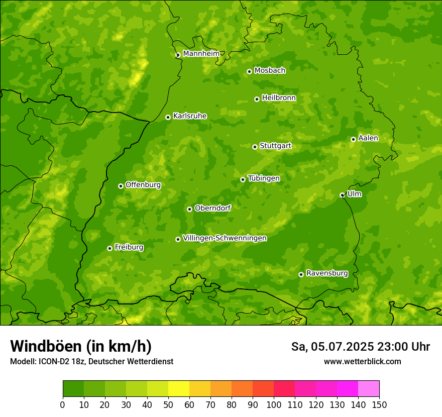 Modellkarten Windgeschwindigkeit