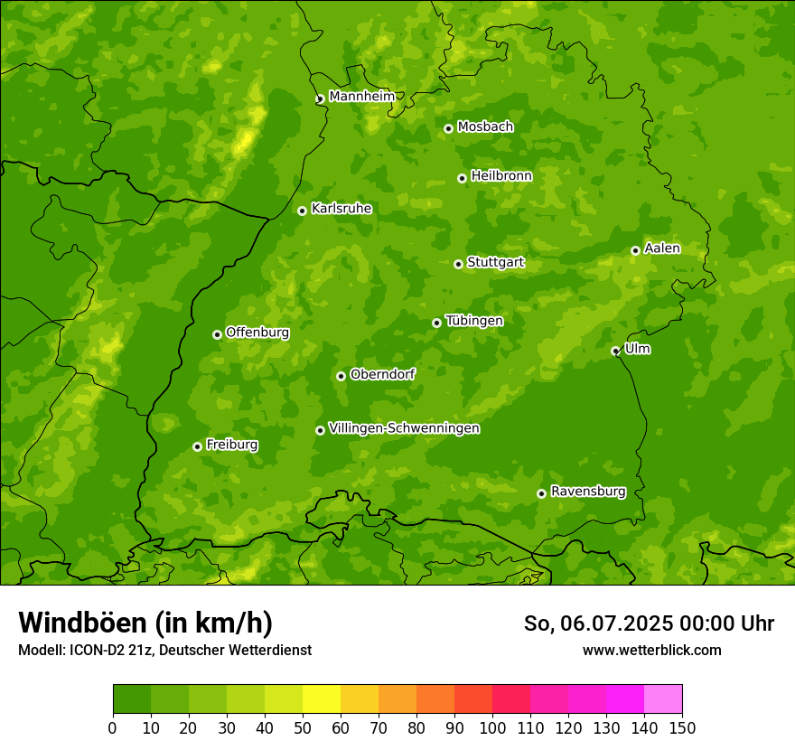 Modellkarten Windgeschwindigkeit
