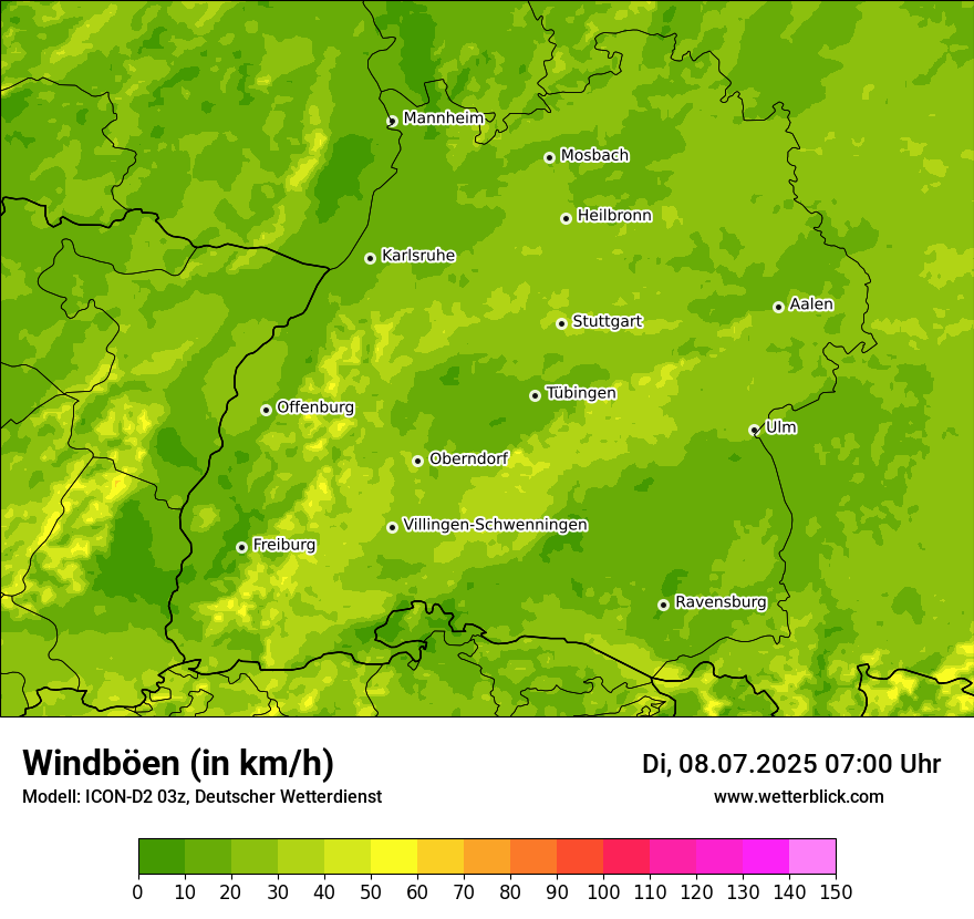 Modellkarten Windgeschwindigkeit
