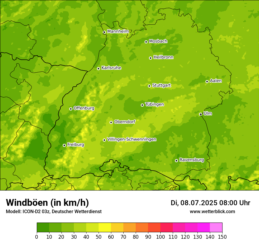 Modellkarten Windgeschwindigkeit