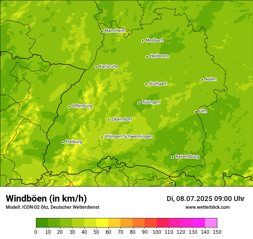 Modellkarten Windgeschwindigkeit