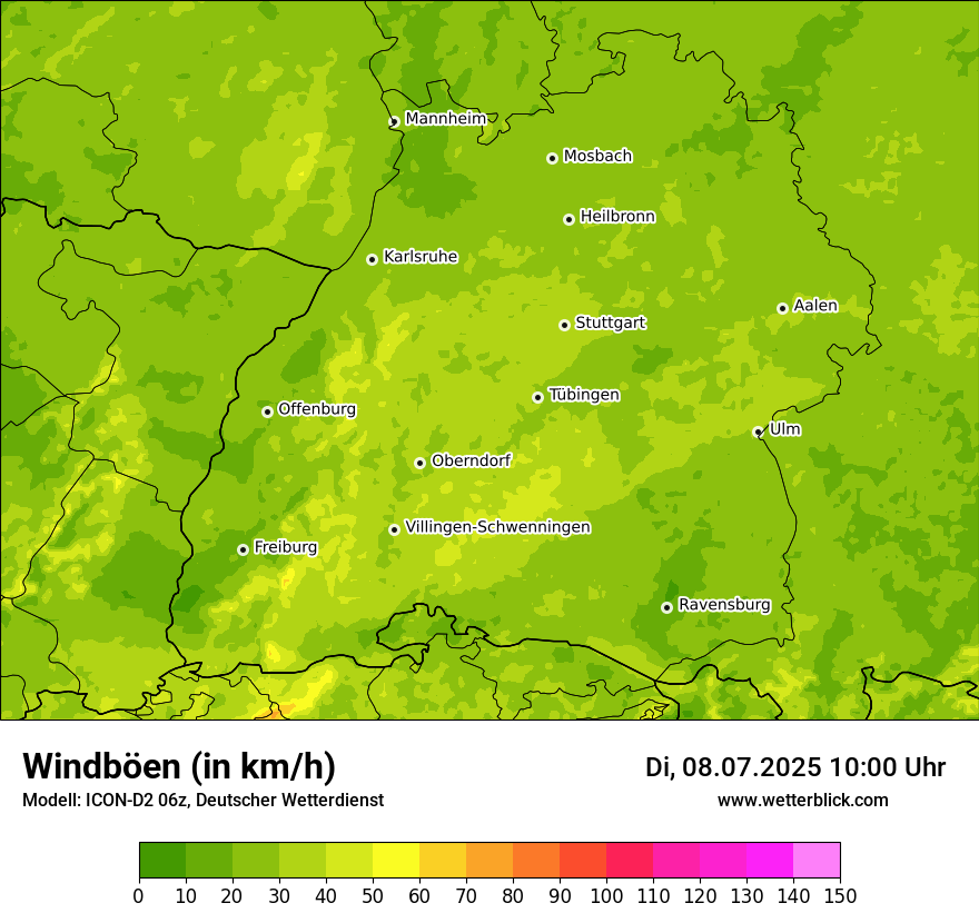 Modellkarten Windgeschwindigkeit