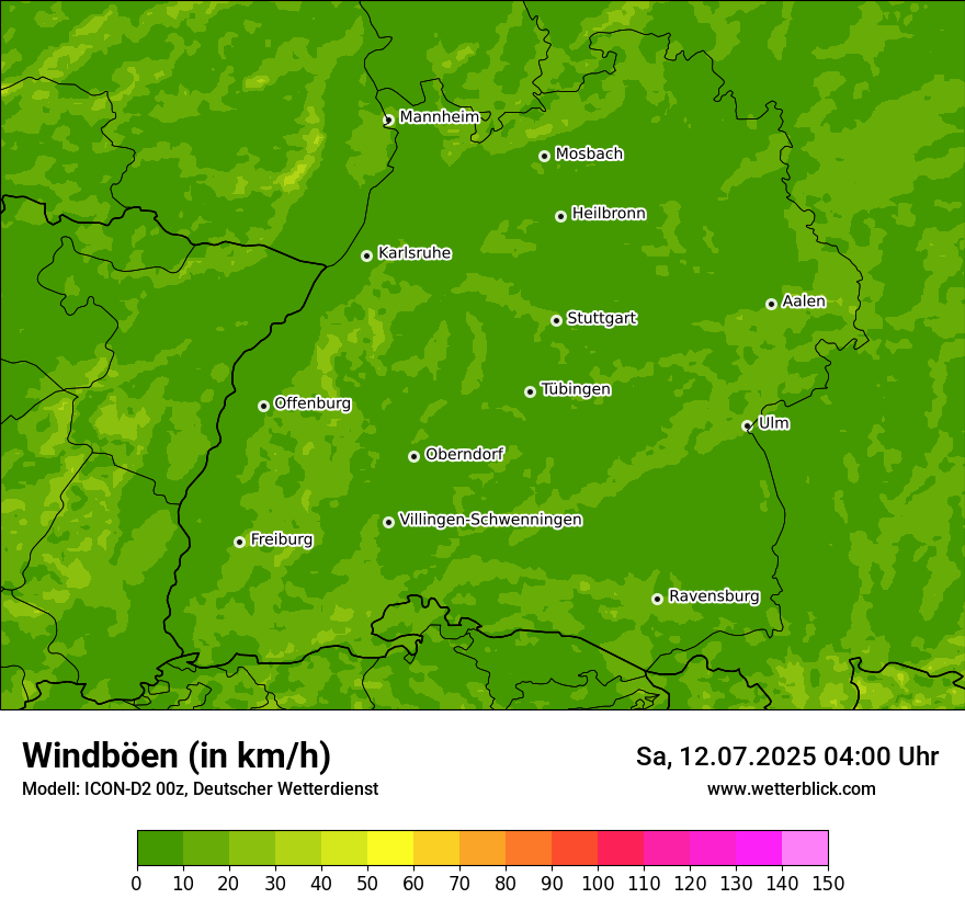 Modellkarten Windgeschwindigkeit