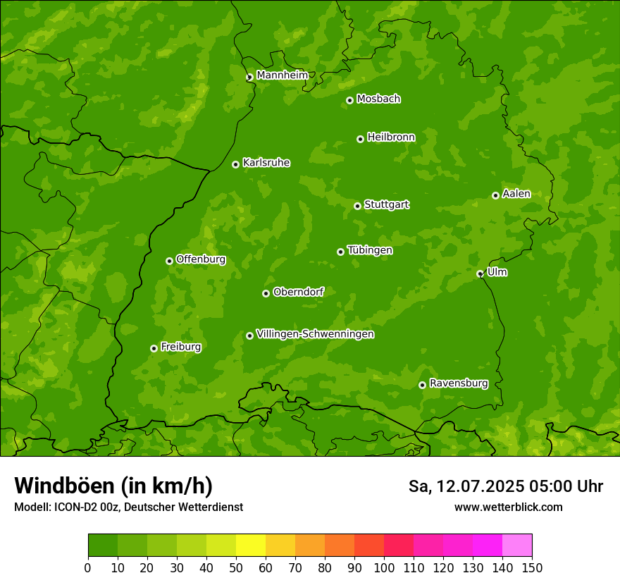 Modellkarten Windgeschwindigkeit