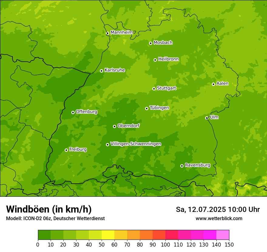 Modellkarten Windgeschwindigkeit