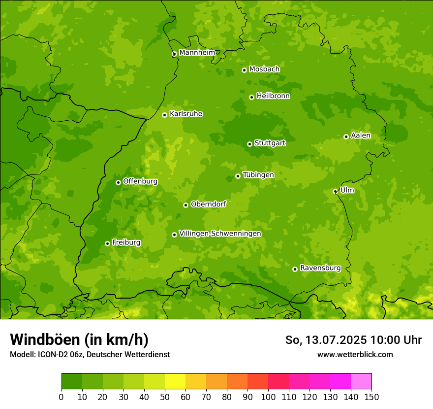 Modellkarten Windgeschwindigkeit