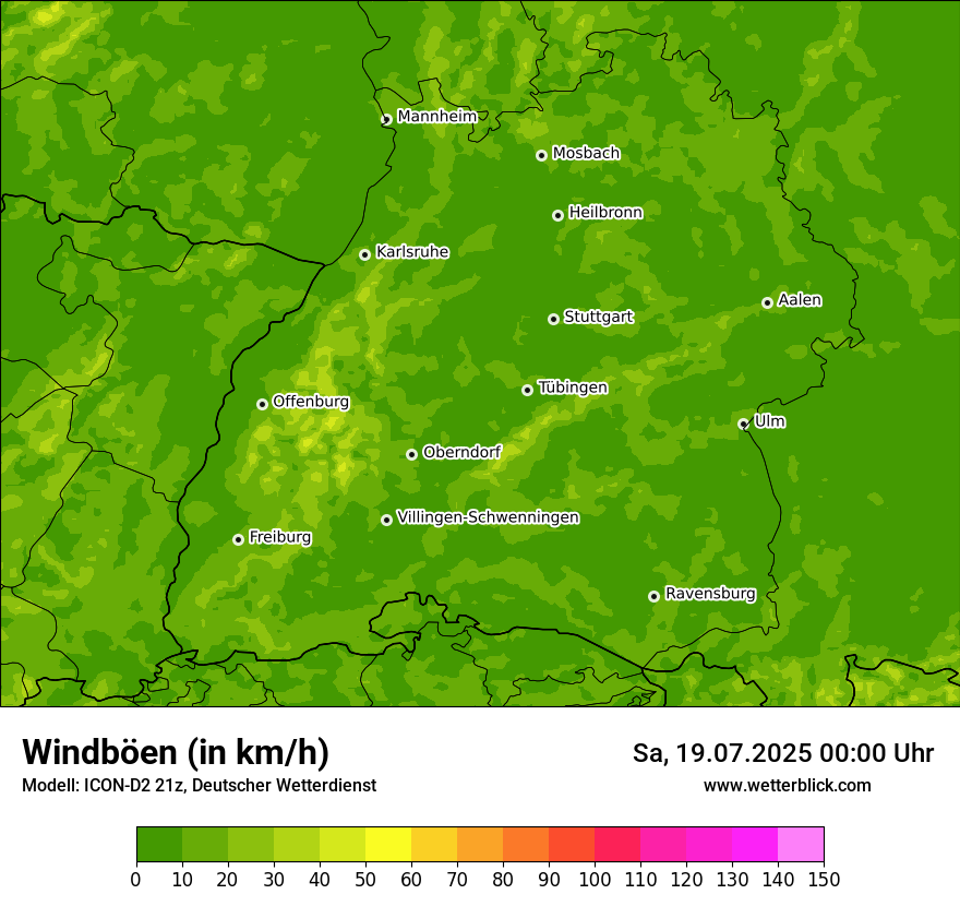 Modellkarten Windgeschwindigkeit