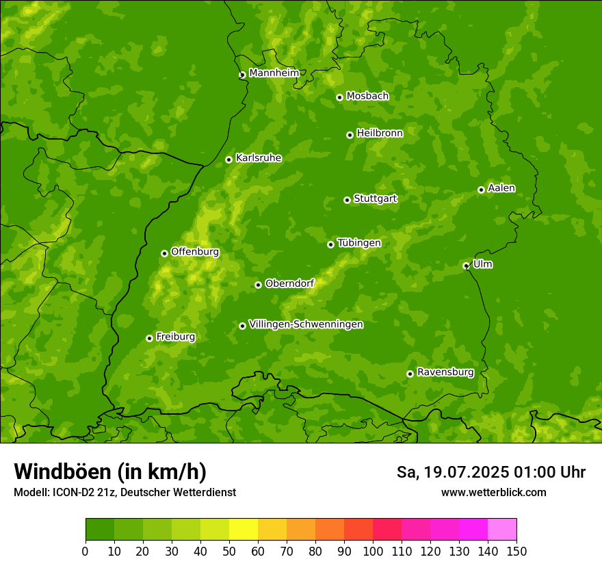 Modellkarten Windgeschwindigkeit