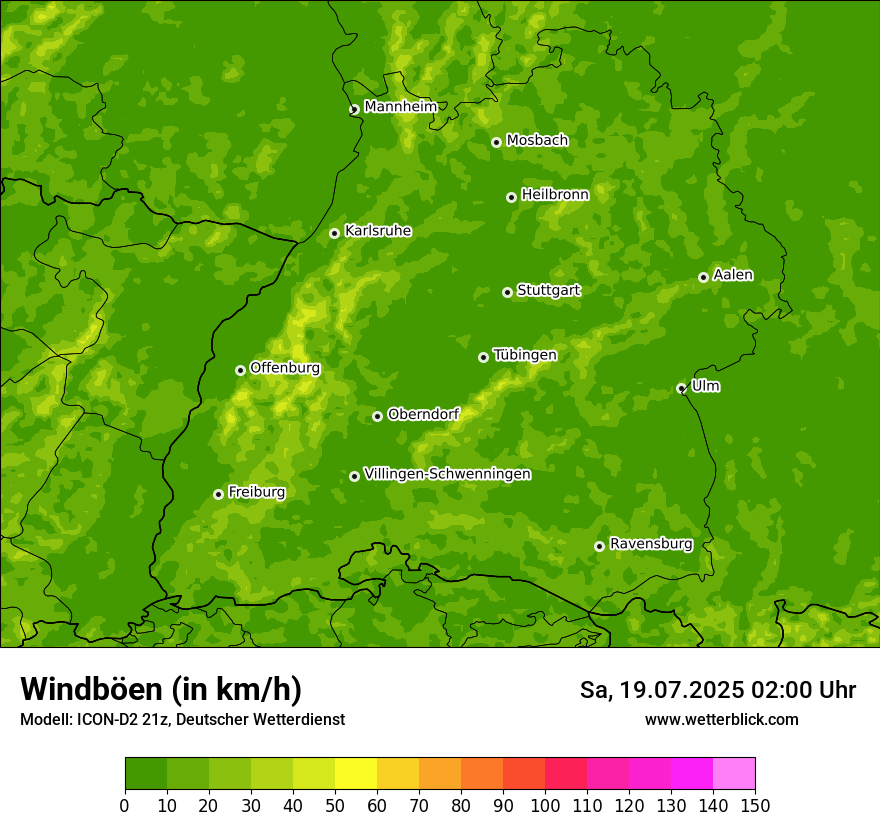 Modellkarten Windgeschwindigkeit