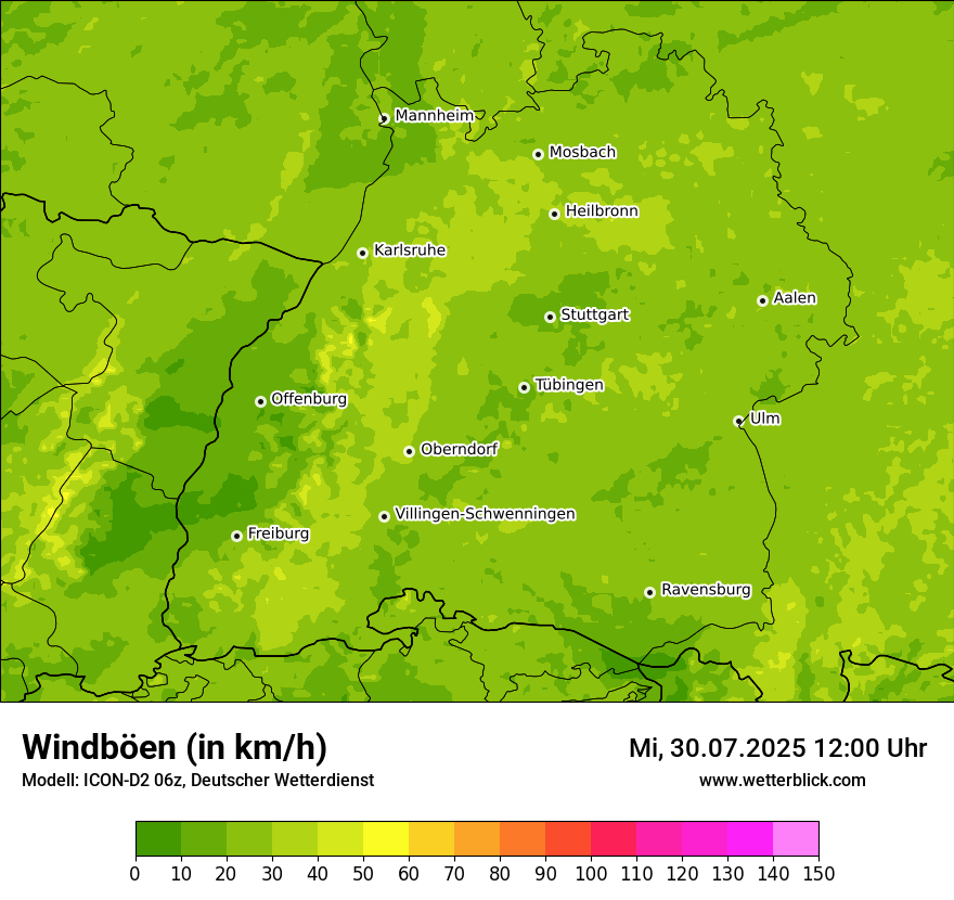 Modellkarten Windgeschwindigkeit