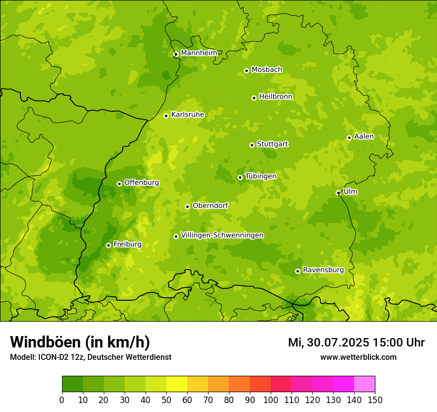 Modellkarten Windgeschwindigkeit