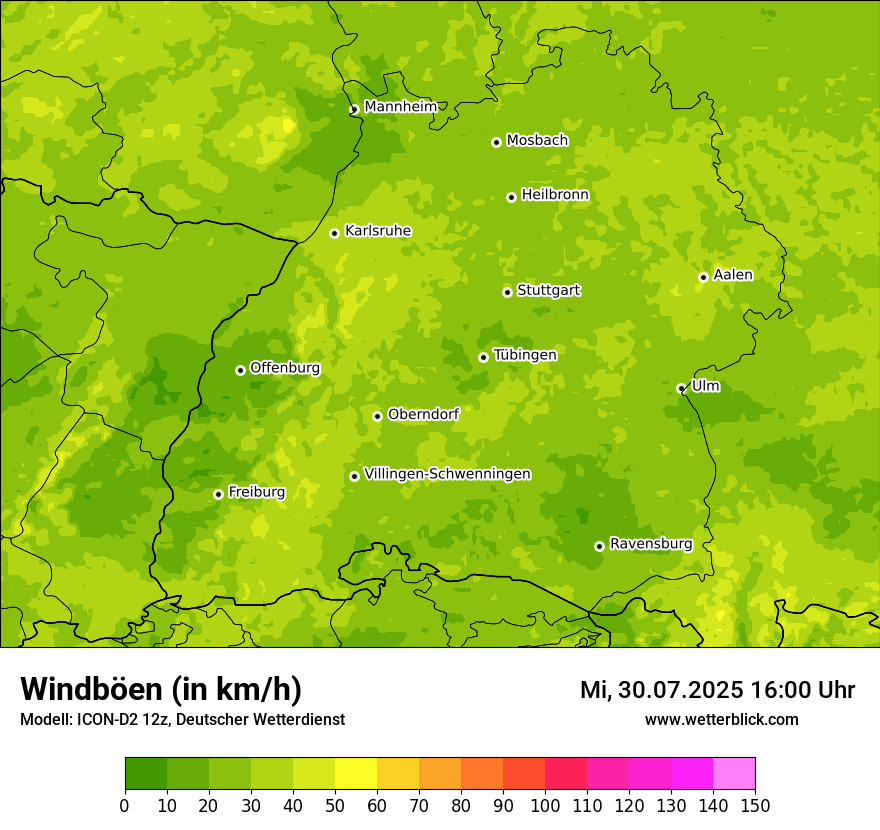 Modellkarten Windgeschwindigkeit