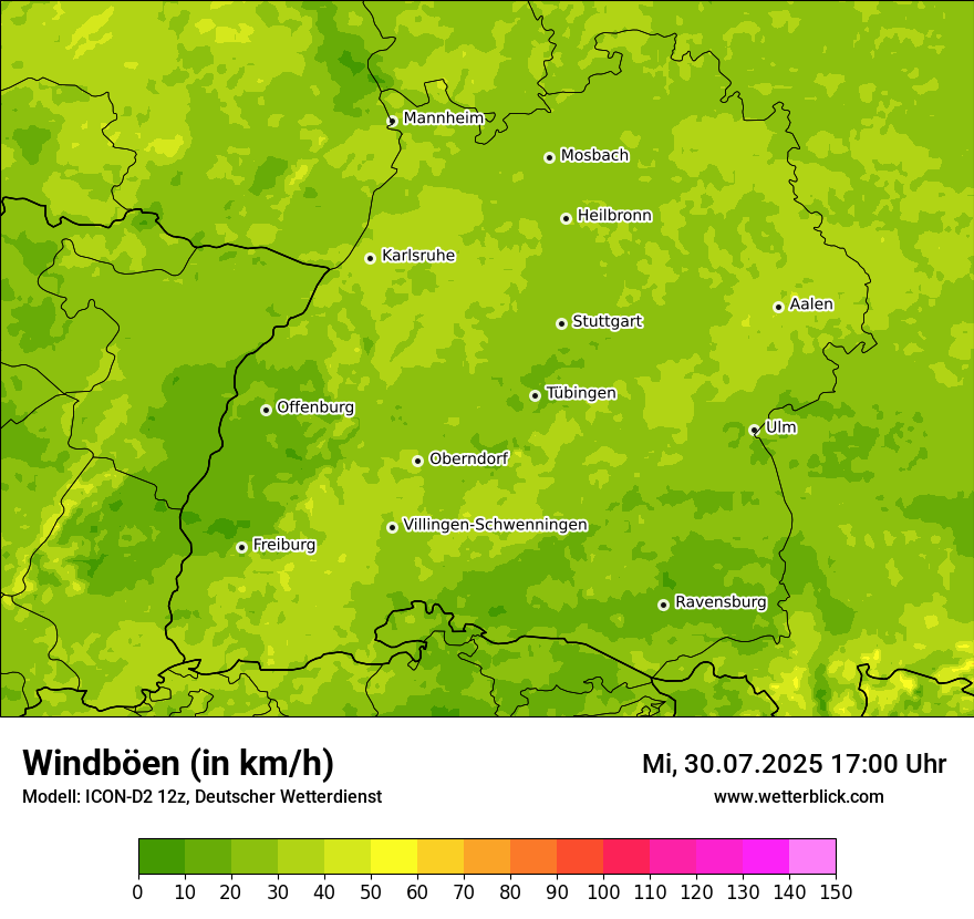 Modellkarten Windgeschwindigkeit