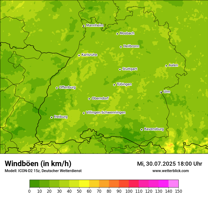 Modellkarten Windgeschwindigkeit