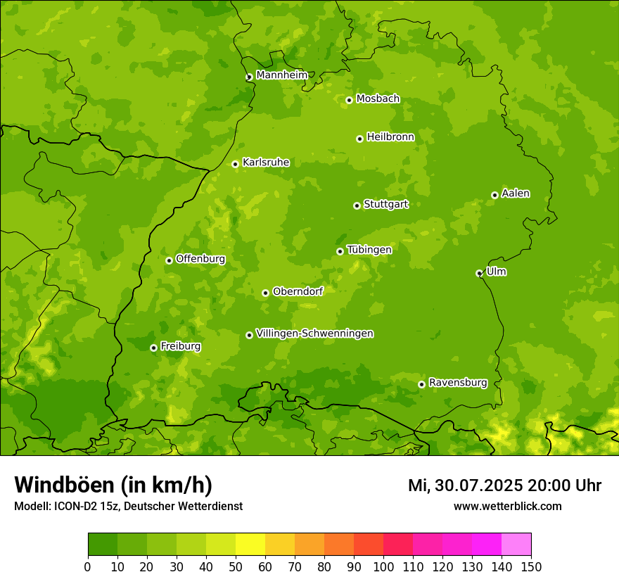 Modellkarten Windgeschwindigkeit