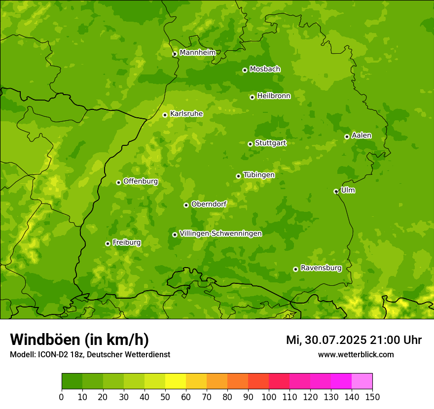 Modellkarten Windgeschwindigkeit