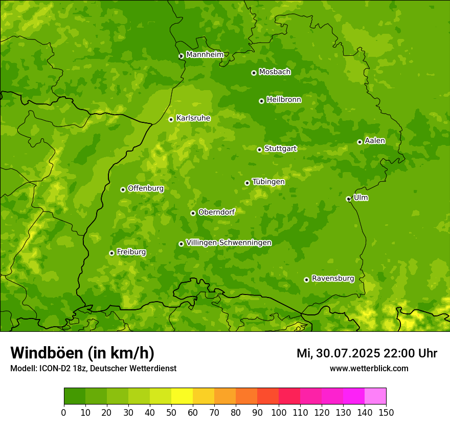 Modellkarten Windgeschwindigkeit