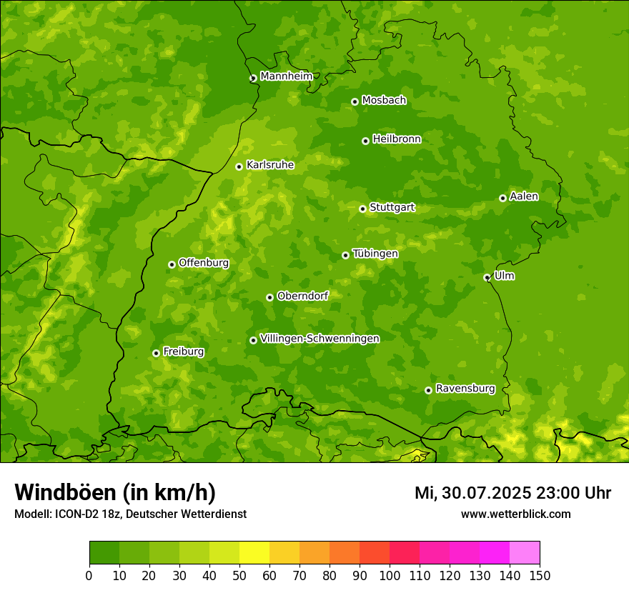 Modellkarten Windgeschwindigkeit