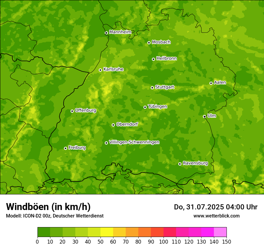 Modellkarten Windgeschwindigkeit
