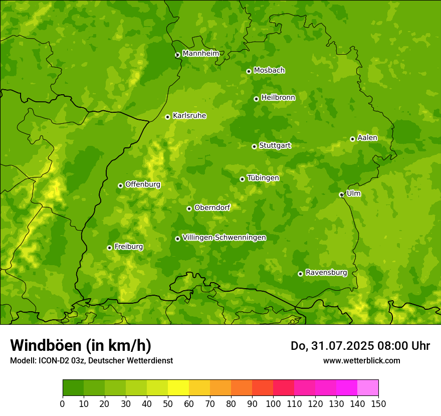 Modellkarten Windgeschwindigkeit