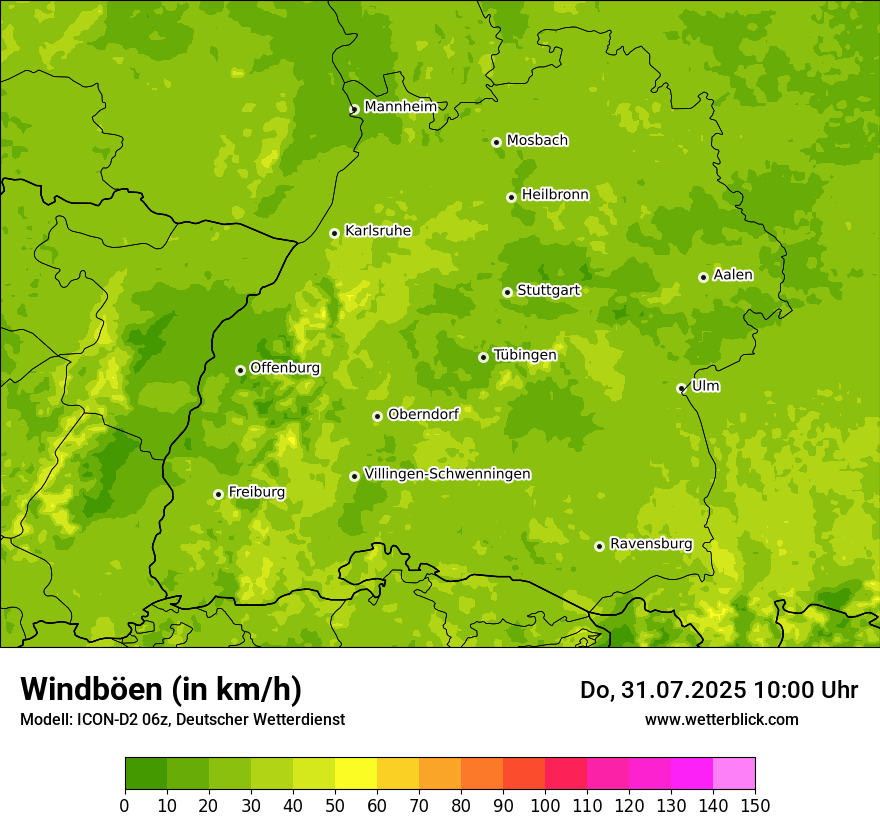 Modellkarten Windgeschwindigkeit