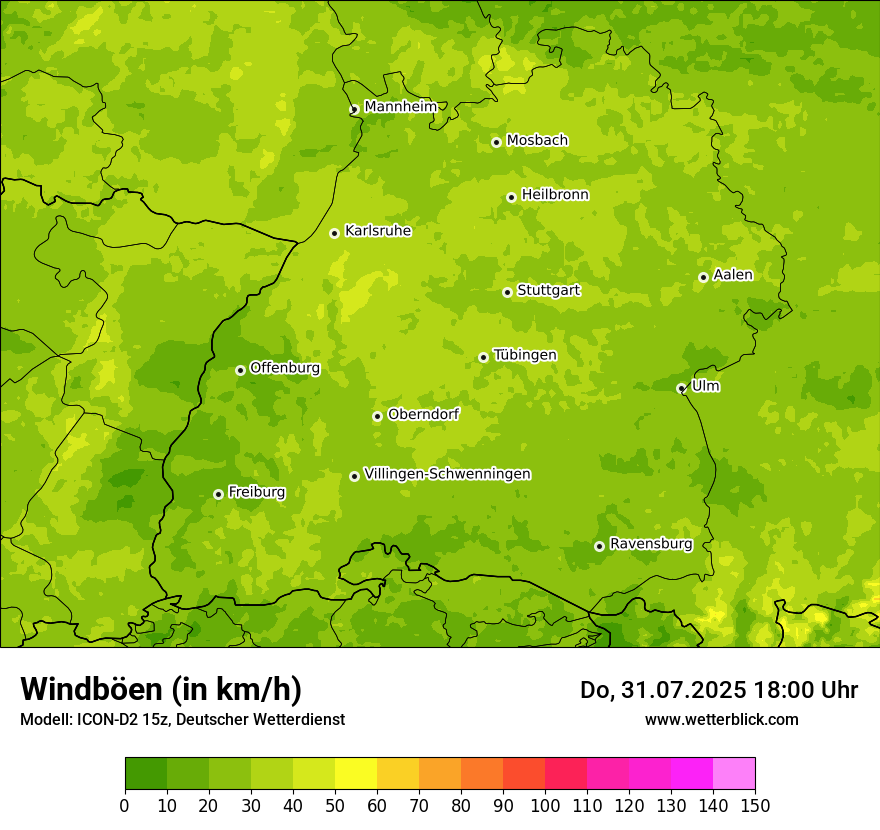 Modellkarten Windgeschwindigkeit