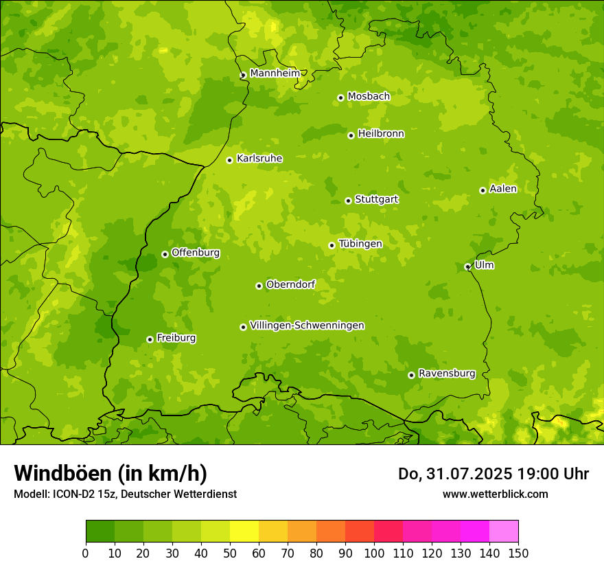 Modellkarten Windgeschwindigkeit
