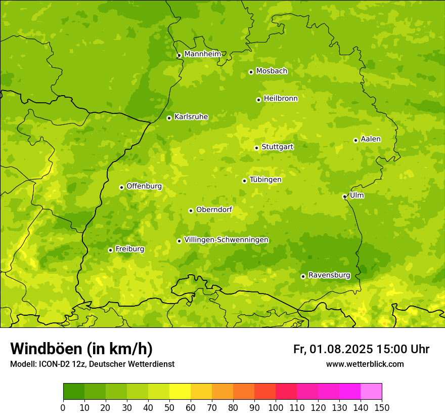 Modellkarten Windgeschwindigkeit