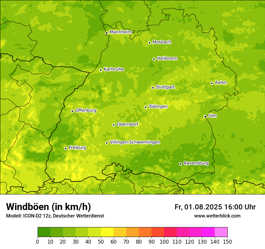 Modellkarten Windgeschwindigkeit