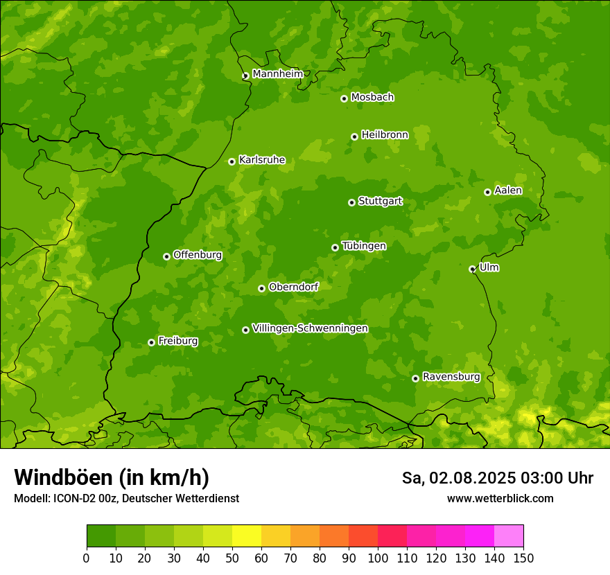 Modellkarten Windgeschwindigkeit