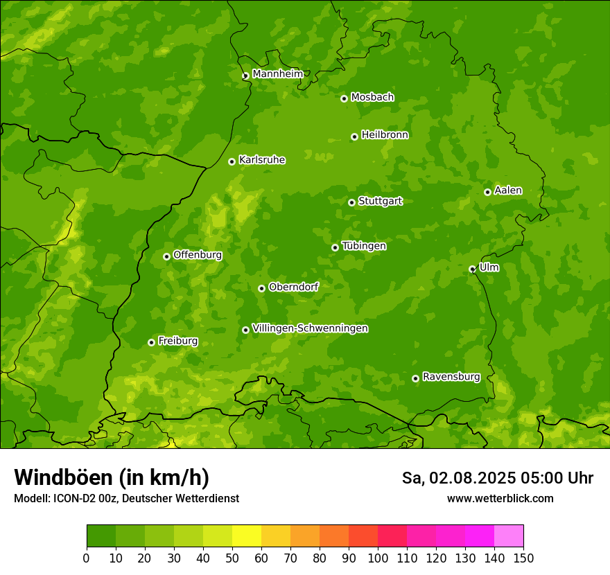 Modellkarten Windgeschwindigkeit