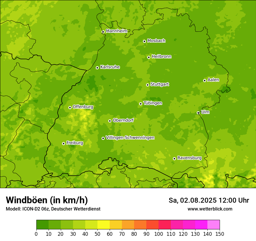 Modellkarten Windgeschwindigkeit