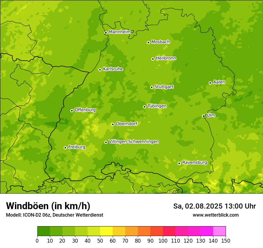 Modellkarten Windgeschwindigkeit