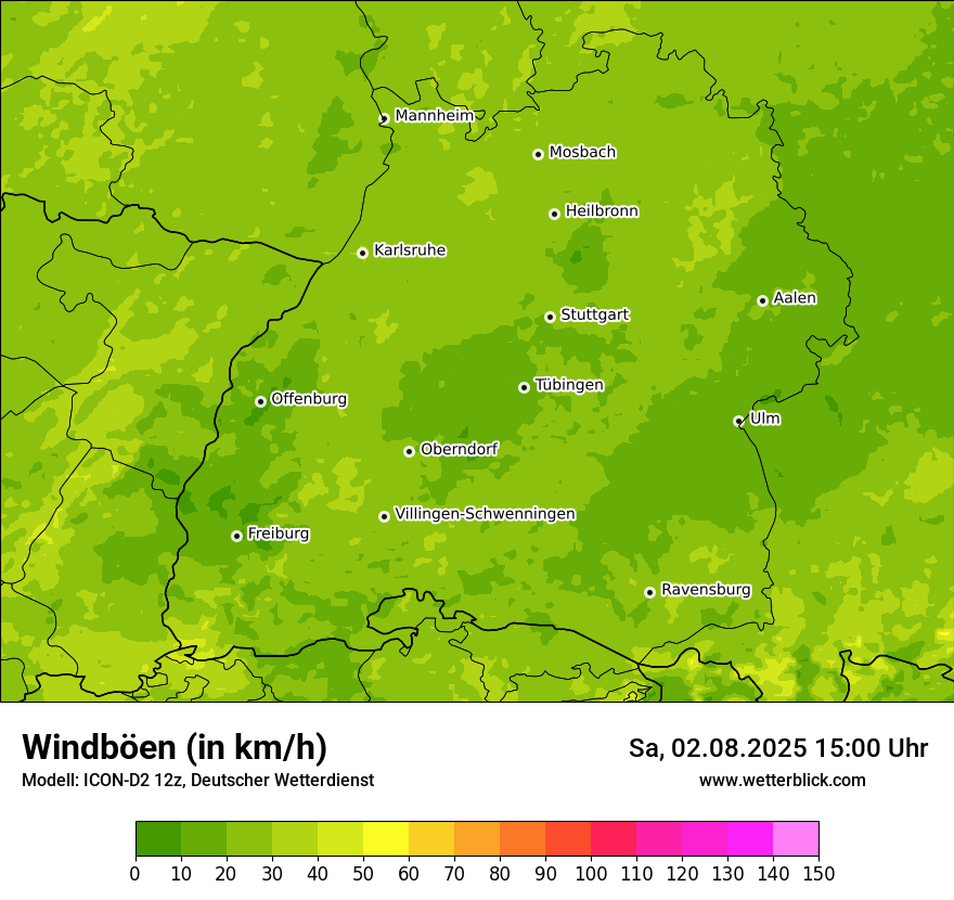 Modellkarten Windgeschwindigkeit