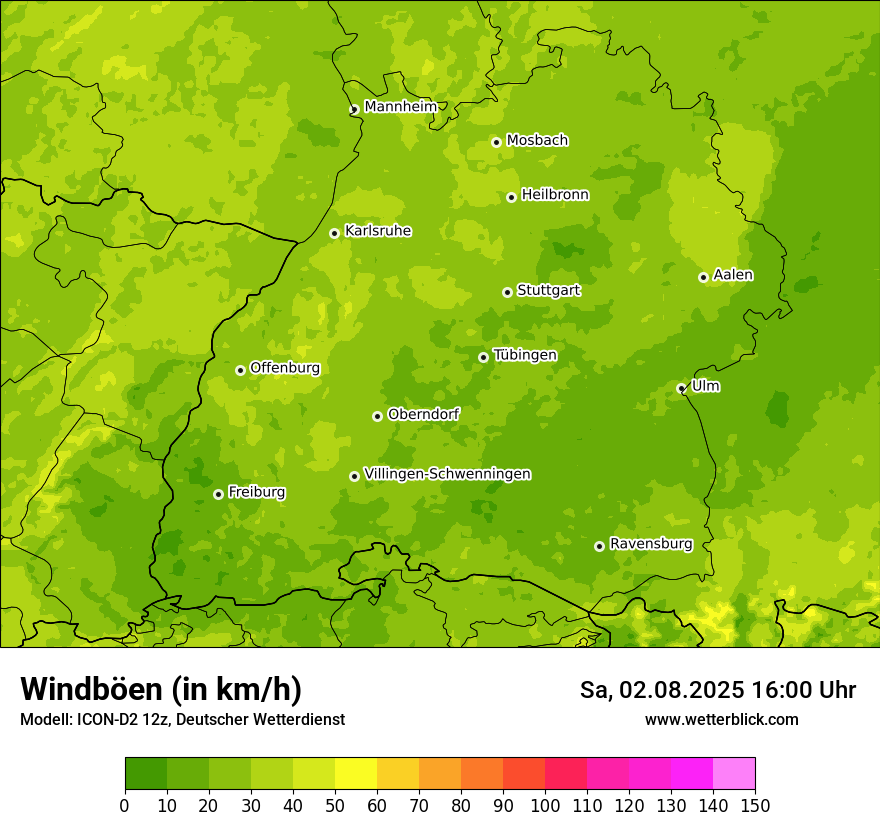 Modellkarten Windgeschwindigkeit