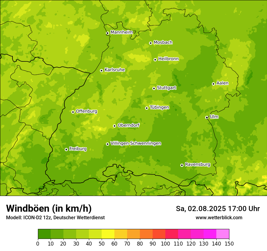Modellkarten Windgeschwindigkeit
