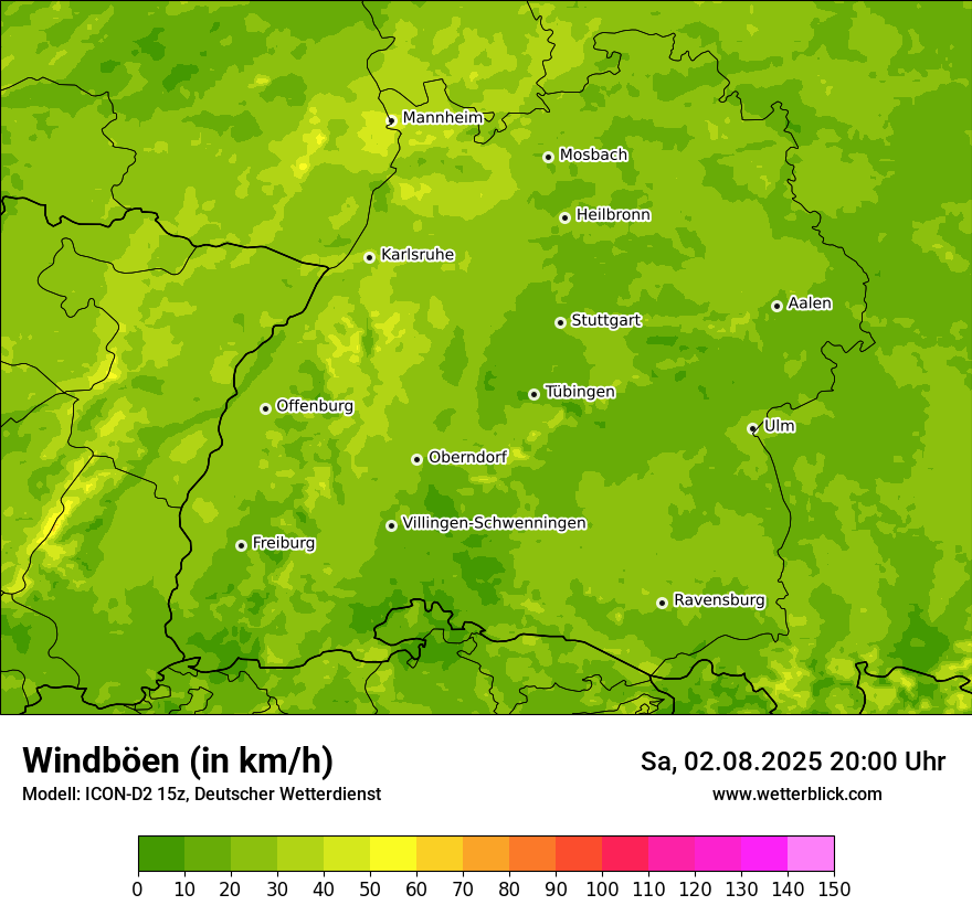 Modellkarten Windgeschwindigkeit