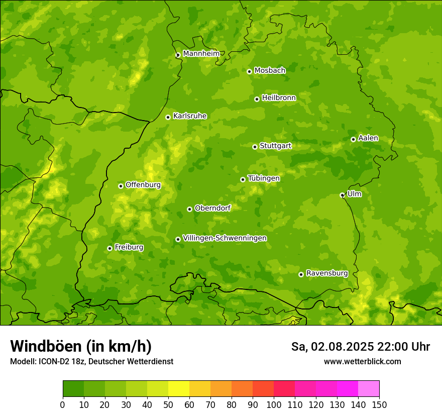 Modellkarten Windgeschwindigkeit