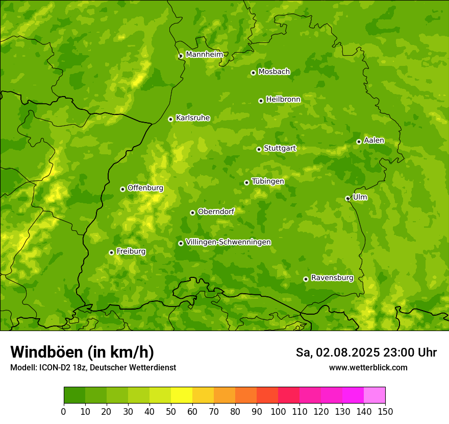 Modellkarten Windgeschwindigkeit