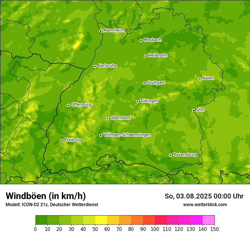 Modellkarten Windgeschwindigkeit