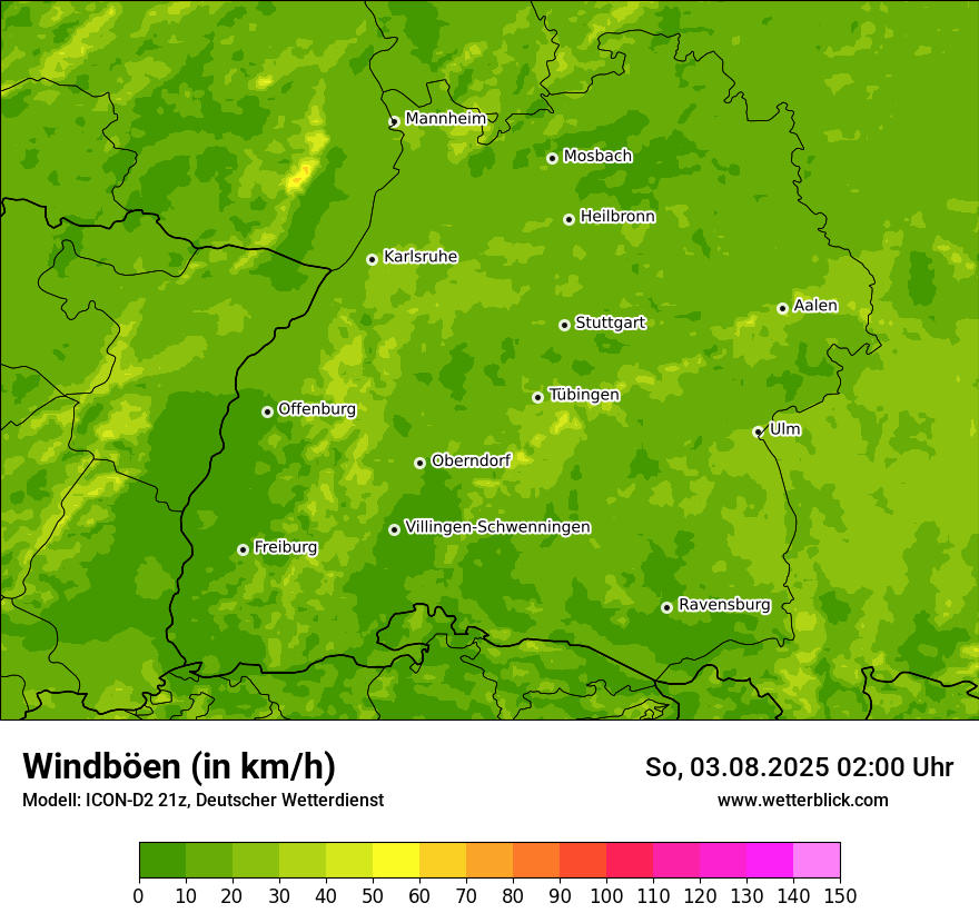 Modellkarten Windgeschwindigkeit
